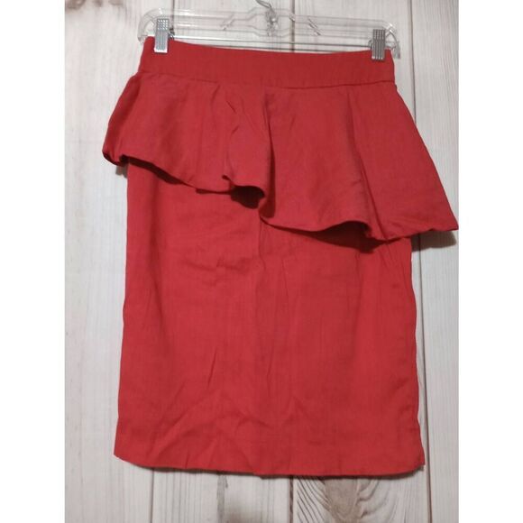 Zara Skirt Ladies‎ Small Pink Martini Pencil Flax Blend Kick Pleat - Picture 1 of 6